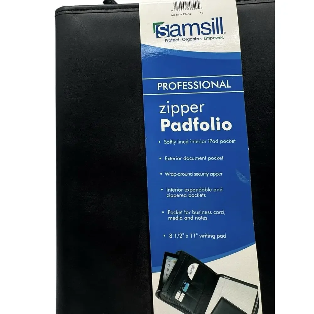 Samsill Zipper Padfolio Folder Organizer Pad Tablet Holder 13x10.5